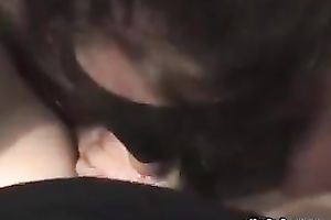 Blindfolded dark brown girlfriend rims her boyfriend's chocolate hole