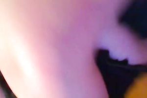 Huge breasted appetizing black haired hottie flashed her smooth bum