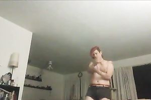 Pink emo chubby lustful doxy plays with firespinning stick on cam