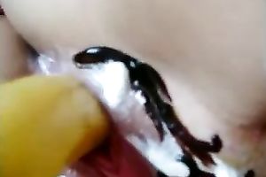 I love to fuck my constricted vagina with banana when no one is around