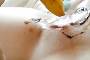 I love to fuck my constricted vagina with banana when no one is around