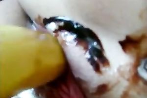 I love to fuck my constricted vagina with banana when no one is around
