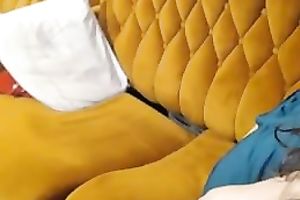 Cute non-professional Armenian white wife was flashing her boobies on the couch