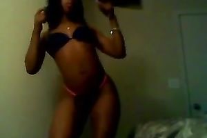 Kinky dark nympho stripped and twerked her large bubble gazoo for me solely