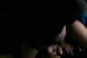 Lusty Indian black cock sluts with pretty face is engulfing my dick while watching porn movie scene