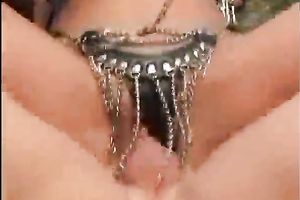 Provocative strumpets wearing perverted costumes fuck hard in FFM trio