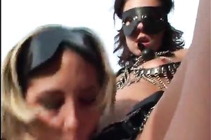 Provocative strumpets wearing perverted costumes fuck hard in FFM trio