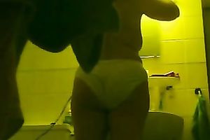 My aged horny white wife with marvelous large corpulent ass in the bath