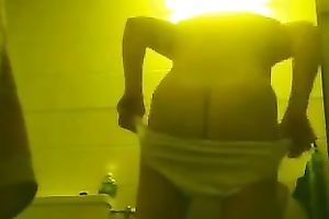 My aged horny white wife with marvelous large corpulent ass in the bath