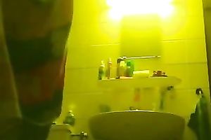 My aged horny white wife with marvelous large corpulent ass in the bath