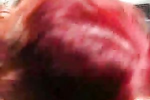 Redhead chunky girlfriend gives me tugjob and acquires mouthful in car