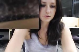 Sexy gorgeous and hot brunette hair masturbated on livecam in the library