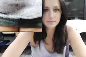 Sexy gorgeous and hot brunette hair masturbated on livecam in the library