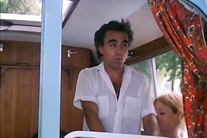 Cute golden-haired white white lady and dark brown milf sharing a weenie