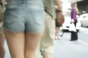 This gorgeous playgirl looks really hawt in taut denim shorts