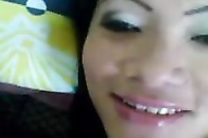 Dirty-minded non-professional cheap Asian dark brown nympho sucked my friend's shlong