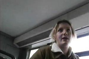 Chubby older blonde female gives interview and strips