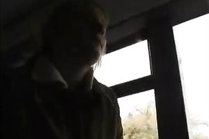 Chubby older blonde female gives interview and strips