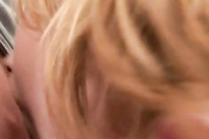 Fair-haired honey Daria blows and shows her cock-riding talent