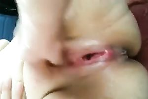 My slutty wife Anna squirst as I fist and toy her large slit