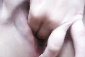 Close up movie scene of my torrid white bitch jerking off her meaty bawdy cleft