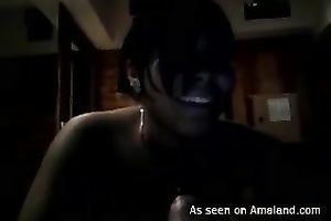 Dark skinned dilettante playgirl sucks hard flesh in thrilling homemade sex episode