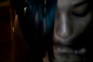 Dark skinned dilettante playgirl sucks hard flesh in thrilling homemade sex episode