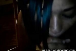 Dark skinned dilettante playgirl sucks hard flesh in thrilling homemade sex episode