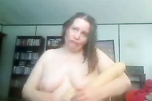 A monstrous plastic dildo for the aged large vagina