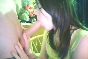 Petite and playful brunette hair legal age teenager GF gives fleshly oral-stimulation