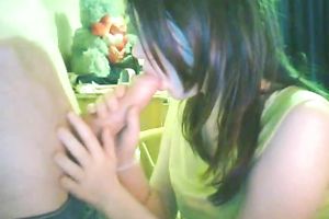 Petite and playful brunette hair legal age teenager GF gives fleshly oral-stimulation
