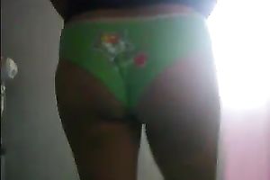 Slutty brunette hair legal age teenager demonstrates her fancy pants