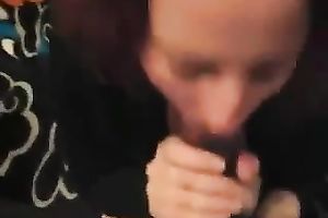 Redhead milf sucks my dark sausage and doesn't wish to stop