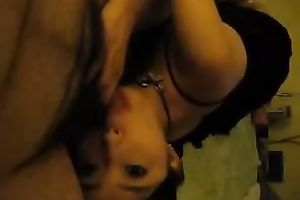 Busty dark brown Asian girlfriend on POV clip engulfing and riding