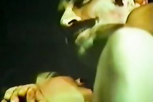 Submissive classic brunette hair fed with pecker and balls