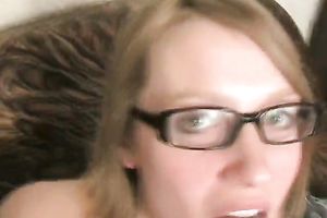 Leggy pale blond nympho pets her hungry twat with a bottle neck