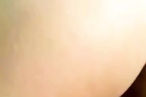 Lewd brunette hair dirty slut wife with big zeppelins pushing her snatch with large sex toy