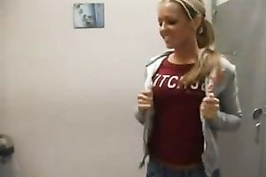 Amateur perverted and cute slender playgirl flashed her taut fine titties