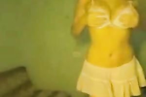 Blond haired playgirl in white brassiere stripteased for me merely on web camera