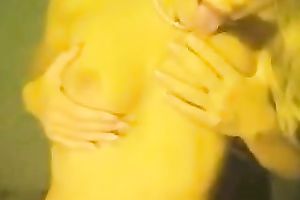 Blond haired playgirl in white brassiere stripteased for me merely on web camera