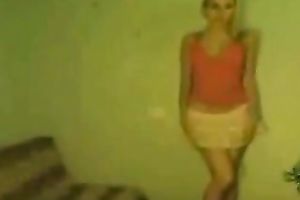 Blond haired playgirl in white brassiere stripteased for me merely on web camera