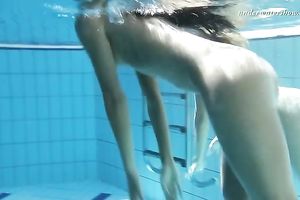 Two new European hawt nubiles underwater showing bodies