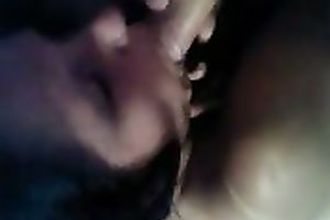 Lazy looking and quite used dark brown girl wanked and sucked weenie