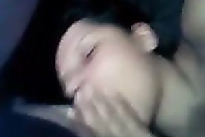 Lazy looking and quite used dark brown girl wanked and sucked weenie