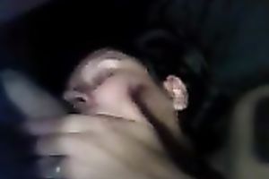 Lazy looking and quite used dark brown girl wanked and sucked weenie