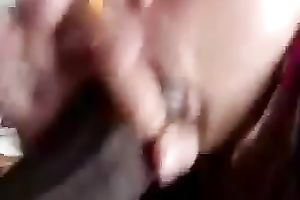 Thirsty brunette hair gal engulfing my huge penis deepthroat