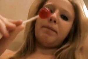 Horny and lustful wench with fine boobs sucks the sweetmeat