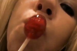 Horny and lustful wench with fine boobs sucks the sweetmeat