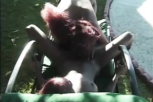 Muff diving time with 2 cute swarthy lesbies over the poolside