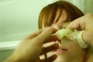 Giving my beautiful and hawt GF a squeeze of spunk fountain from the fucking-rubber